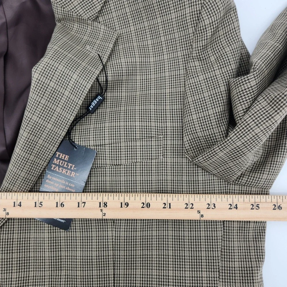 NWT Haggar Multitasker Blazer Mens 50R Brown Micro Check Sport Coat